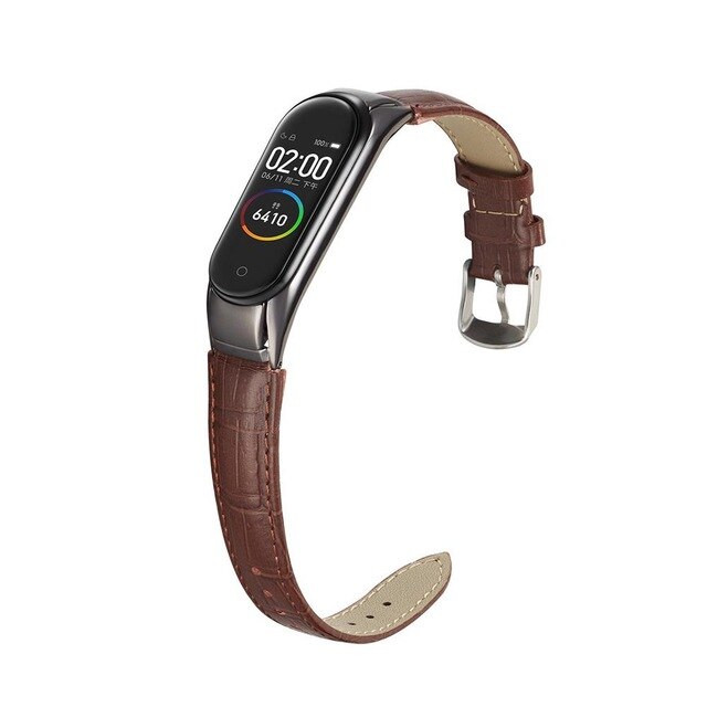Yiwa For Millet Mi-band 3/4 PU Wrist Band Bracelet Strap+Metal Case Millet 3 Wrist Strap Protection