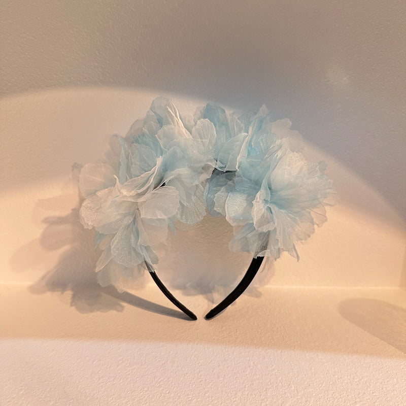 Handmade fabric oversized flower headband for women's snow gauze headband