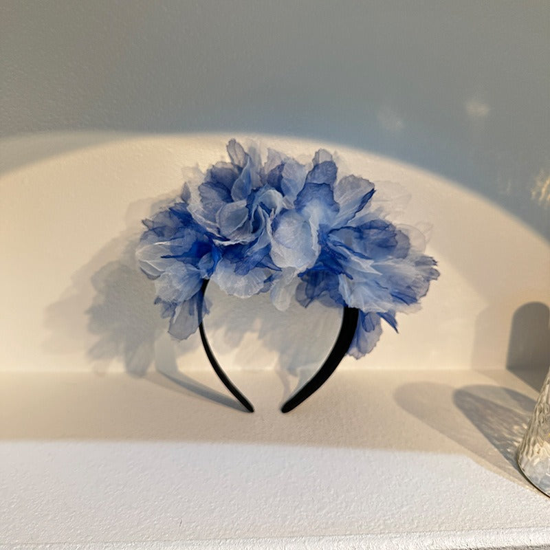 Handmade fabric oversized flower headband for women's snow gauze headband