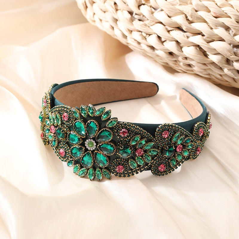 Fashionable Baroque inlaid color diamond water diamond three-dimensional hair hoop