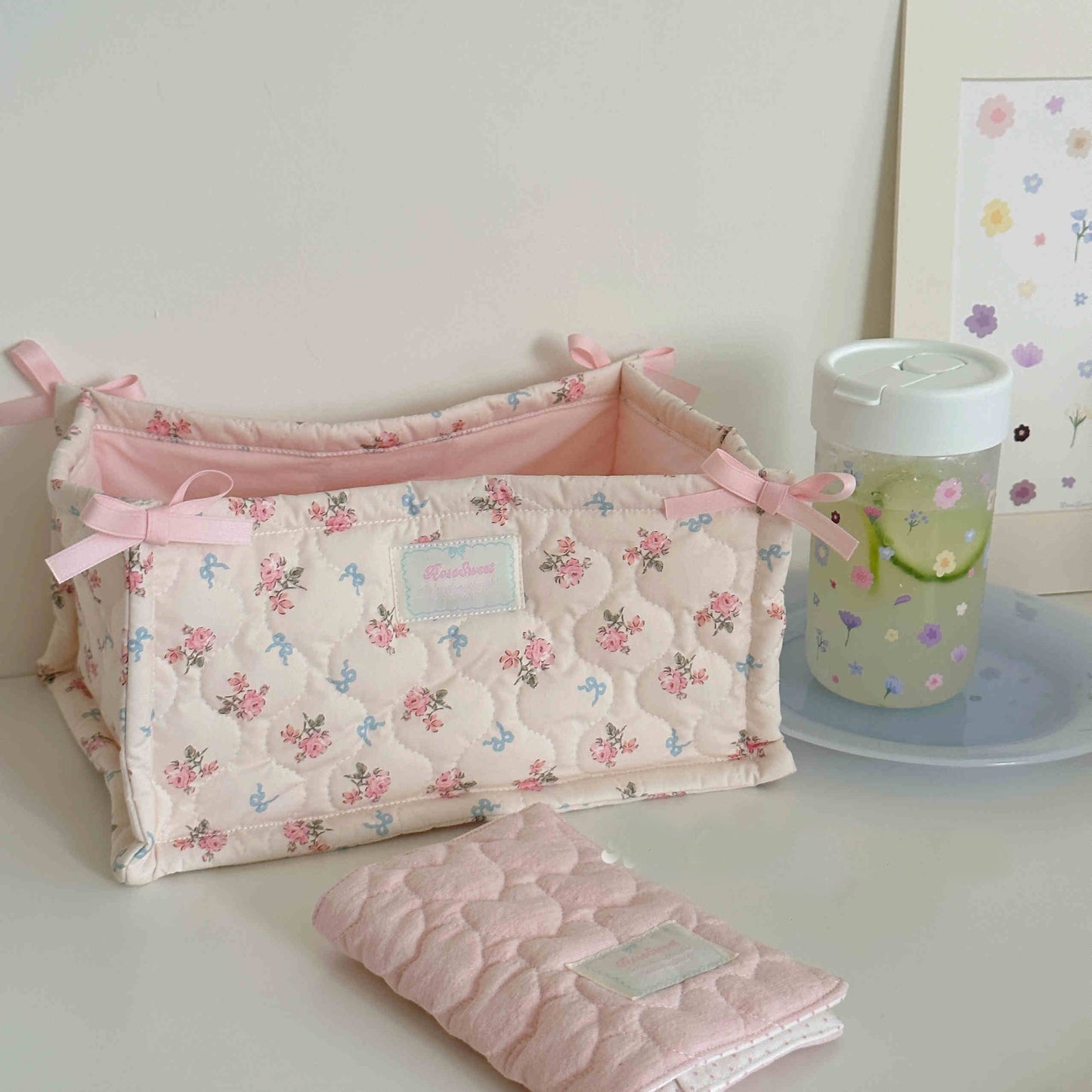 Quilted Ins Storage Basket Desktop Goods Storage Cute Ornaments