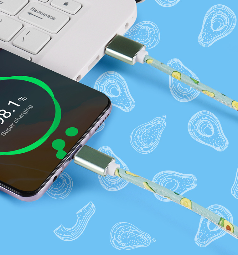 Creative data cable cartoon fruit cute fruit leather data cable suitable for Apple and Huawei phones