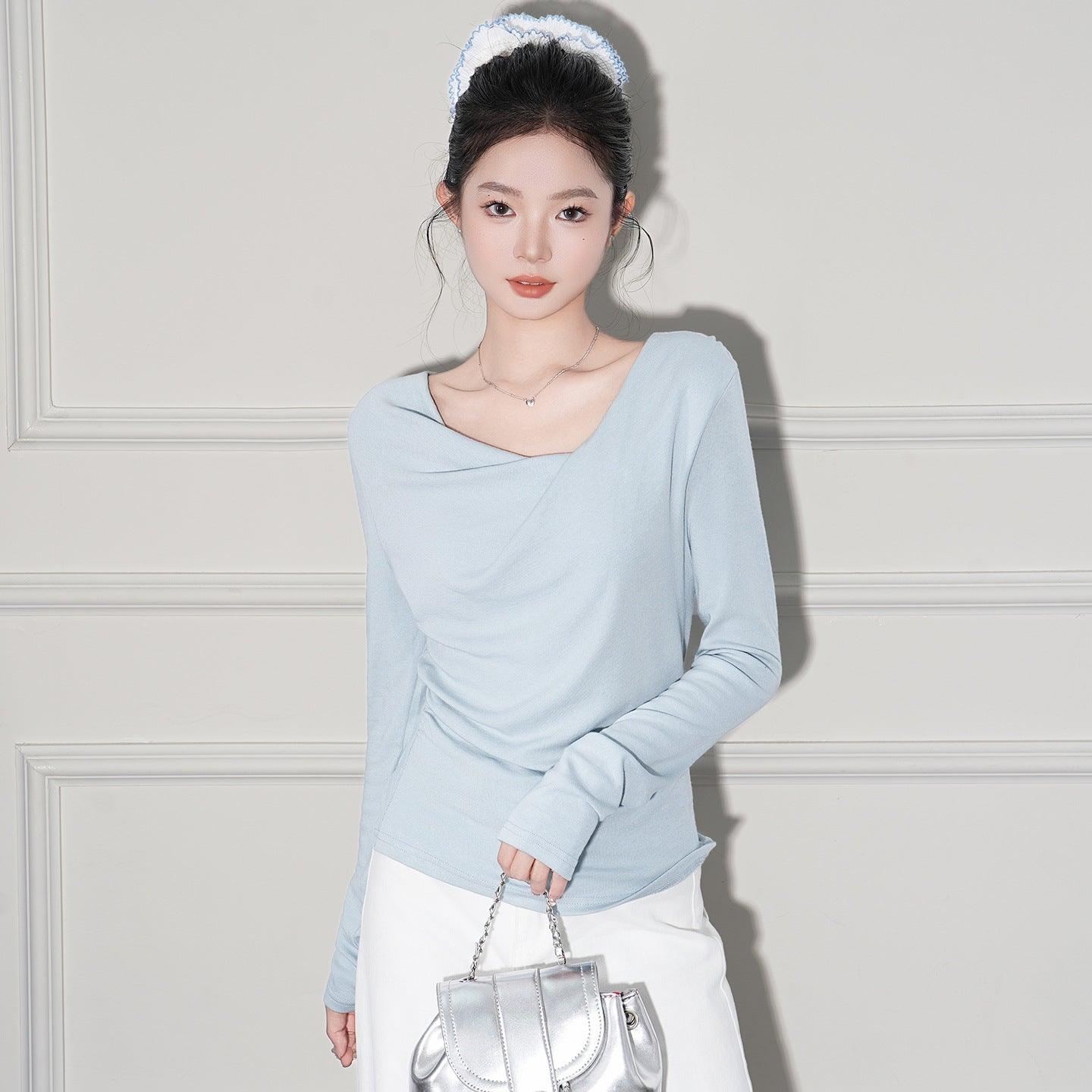 Asymmetric Off-Shoulder T-Shirt for Women, Slim Fit, Unique Design