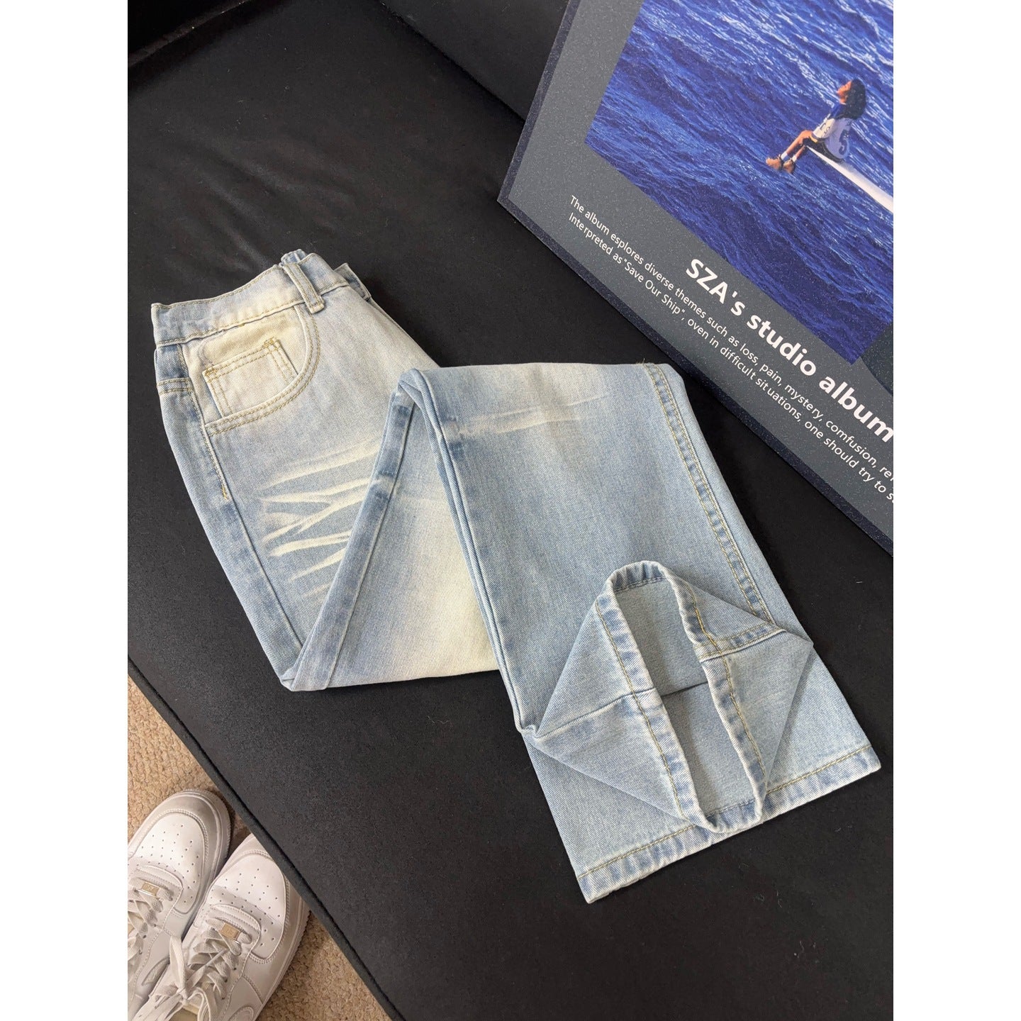 Jeans Men's High Street Washed Catwhisker Pants