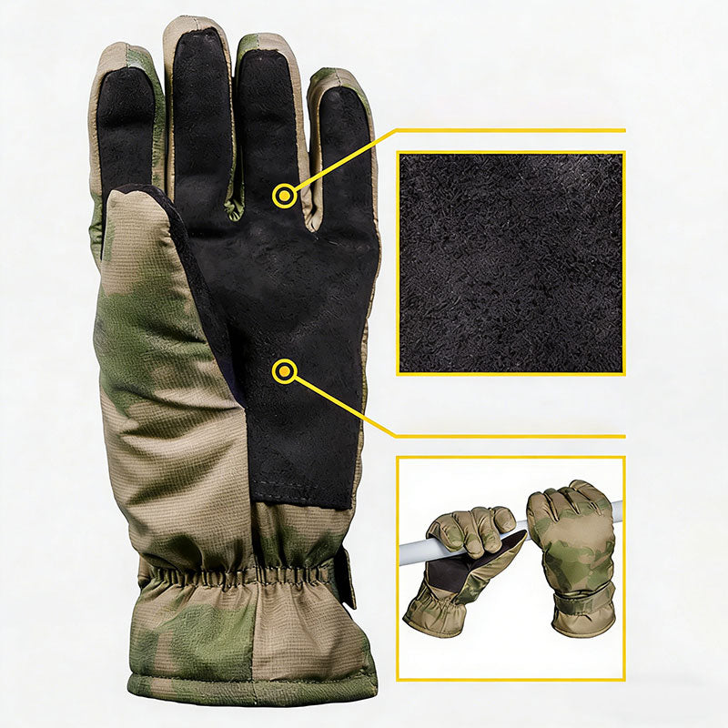 Russian military-issued VKBO 3.0 Ruins camouflage winter five-finger cold-proof gloves for tactical operations, thick version.