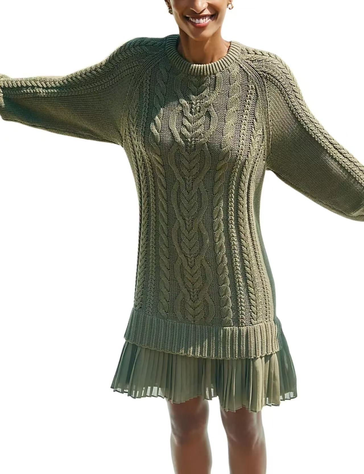 Comfortable Casual Fashion Knit Sweater with Cable Pattern for Women