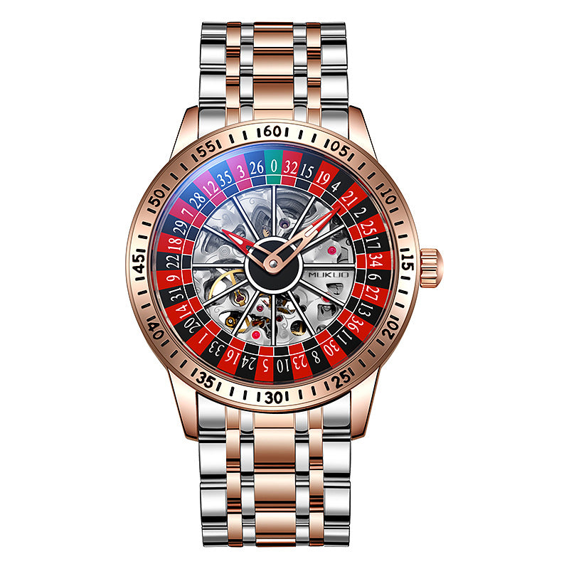 Authentic Export Wooden Wide Gamble Plate Men's Fully Automatic Mechanical Watch Waterproof Luminous Fashion Trendy Wristwatch