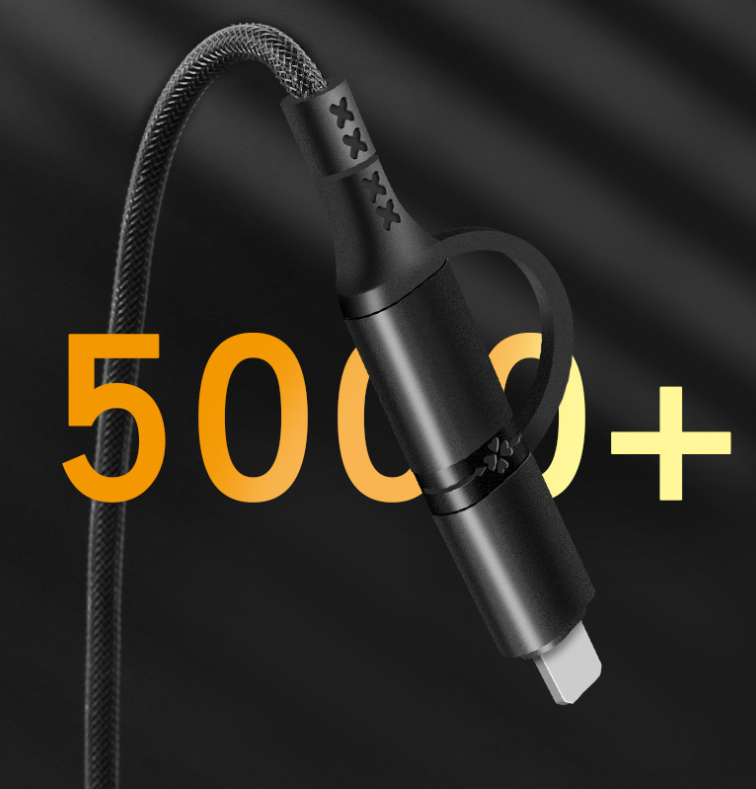 Four in one braided data cable PD60W fast charging cable suitable for Apple and Huawei phone Type-C flash charging cable