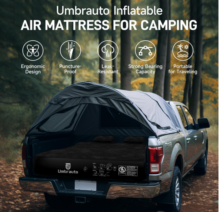 Umbratuo 6-6.6 feet (approximately 1.8-2.0 meters) medium truck bed air cushion suitable for short beds, inflatable mattress wi