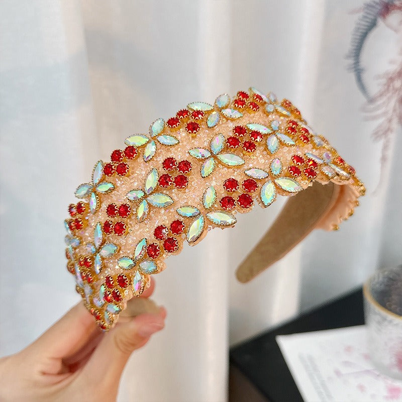 Fashion heavy industry women's full set rhinestone high-end wide edge headband hair accessories