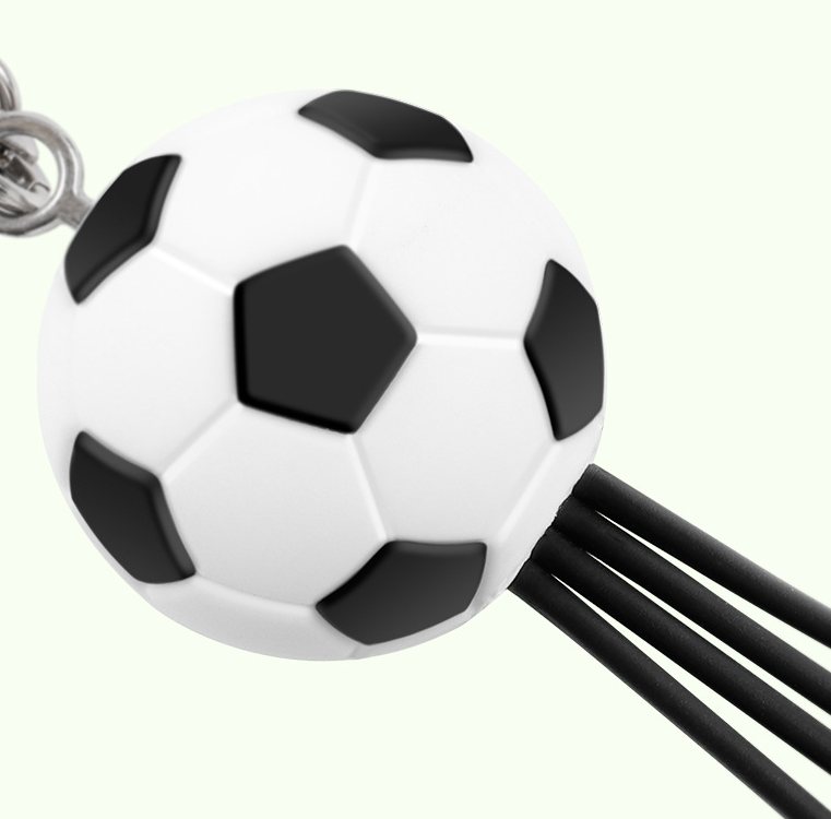 Creative keychain football data cable one to three charging cable football club commemorative gift charging cable