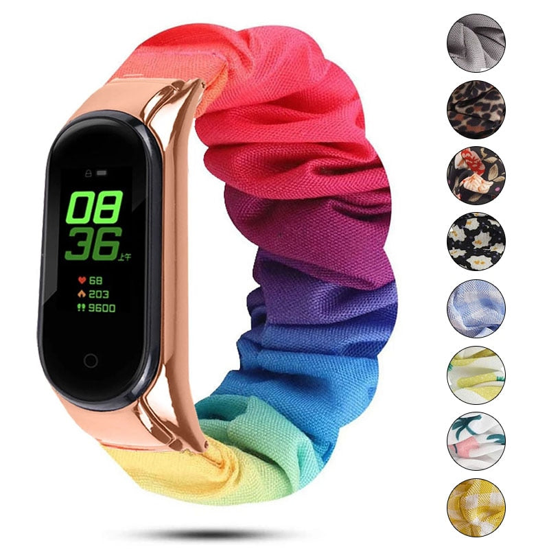 Scrunchies Elastic Strap for Xiaomi Mi band 5 4 3 replaceable Bracelet Mi Band 4 correa Wristband Breathable straps for miband 5