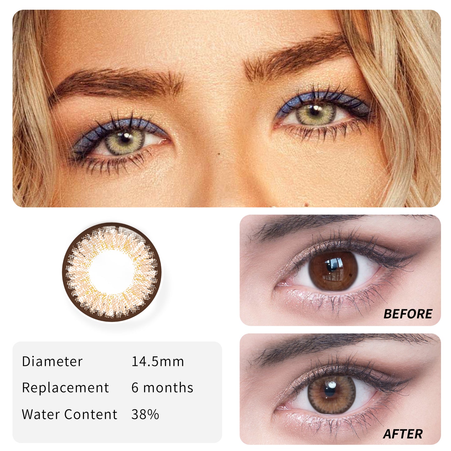 1Pcs  FDA Certificate Eyes Beautiful Pupil Colorful Girl Cosplay Contact Lenses