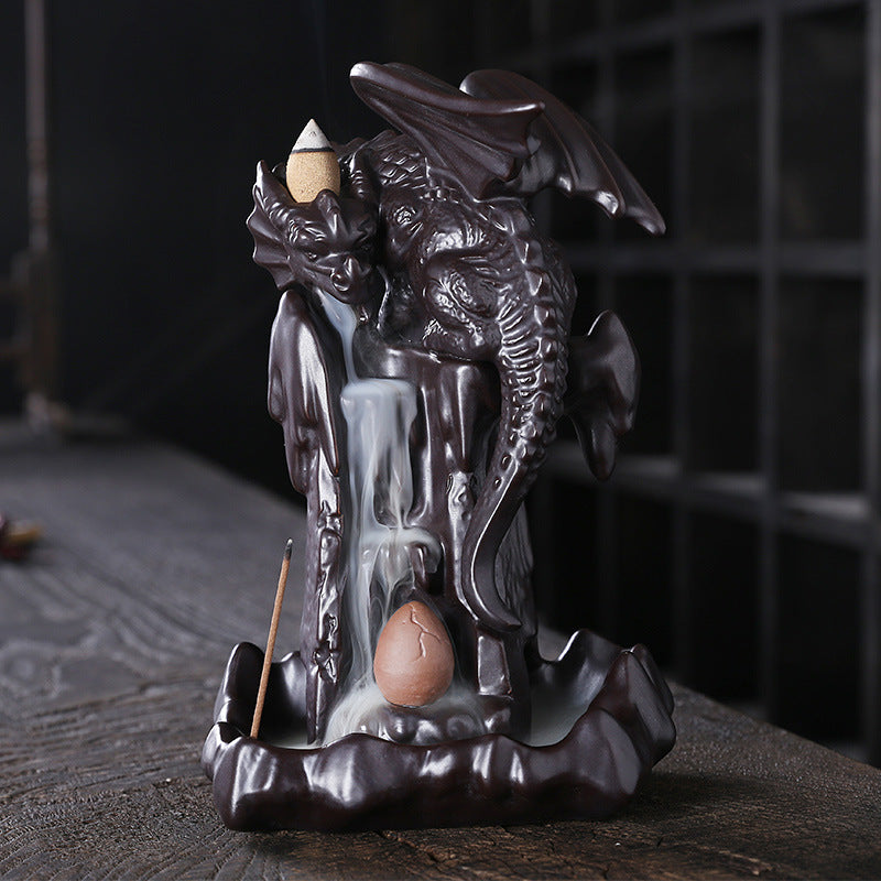 Ceramic Smoke Back Flow Agar Wood Furnace Nordic Pterosaur Led Light Back Flow Furnace Ornaments