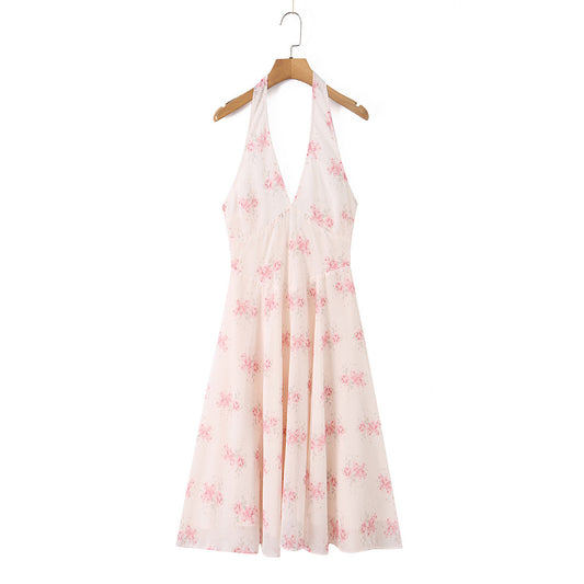 Rose medium long neck hanging sun dress