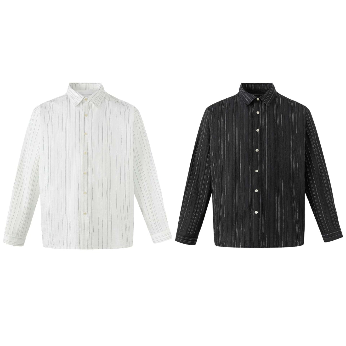 Vertical Stripe Subtle Pattern Casual Retro Long Sleeve Shirt
