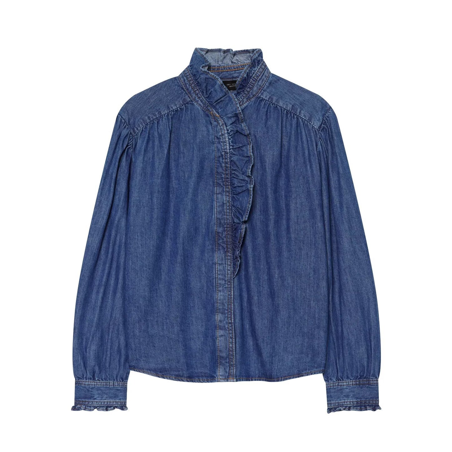 Ruffle denim top shirt