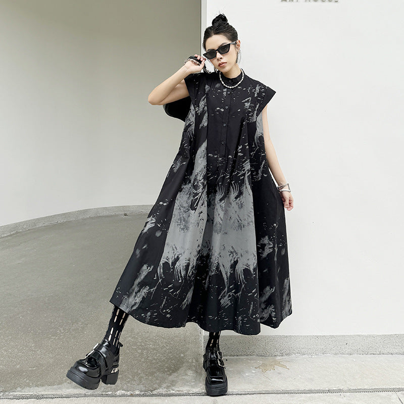 Printed niche dress loose and personalized A-line skirt