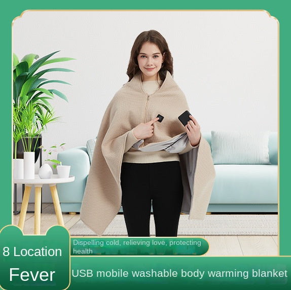 Portable heating blanket external heating shawl USB outdoor body cover blanket heating cloak