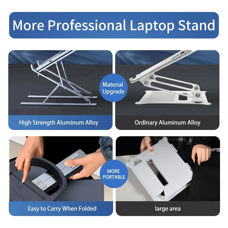 N8 Laptop Stand Adjustable Aluminum Desktop Cooling Pad for Macbook Notebook Bracket Support Foldable Portable Laptop Holder
