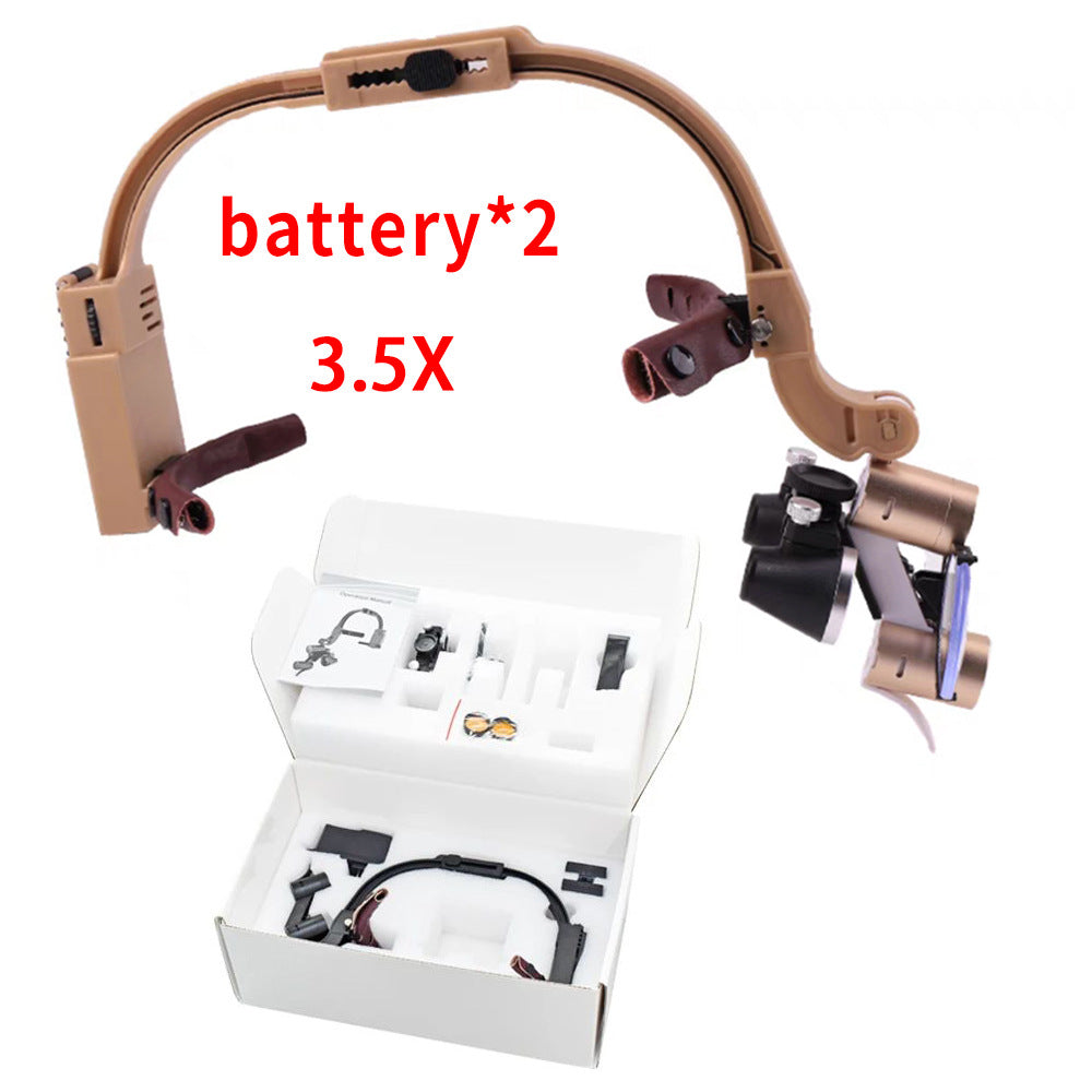 Ultra-Light Shadowless Dental Headlamp with Magnifier and Dual Batteries