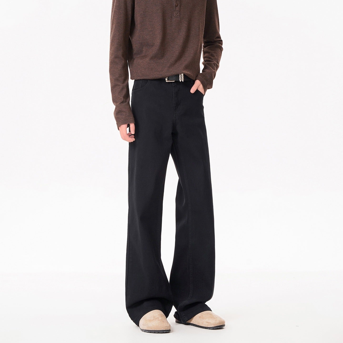 Washed Slim-Fitting Denim Pants for Men and Women