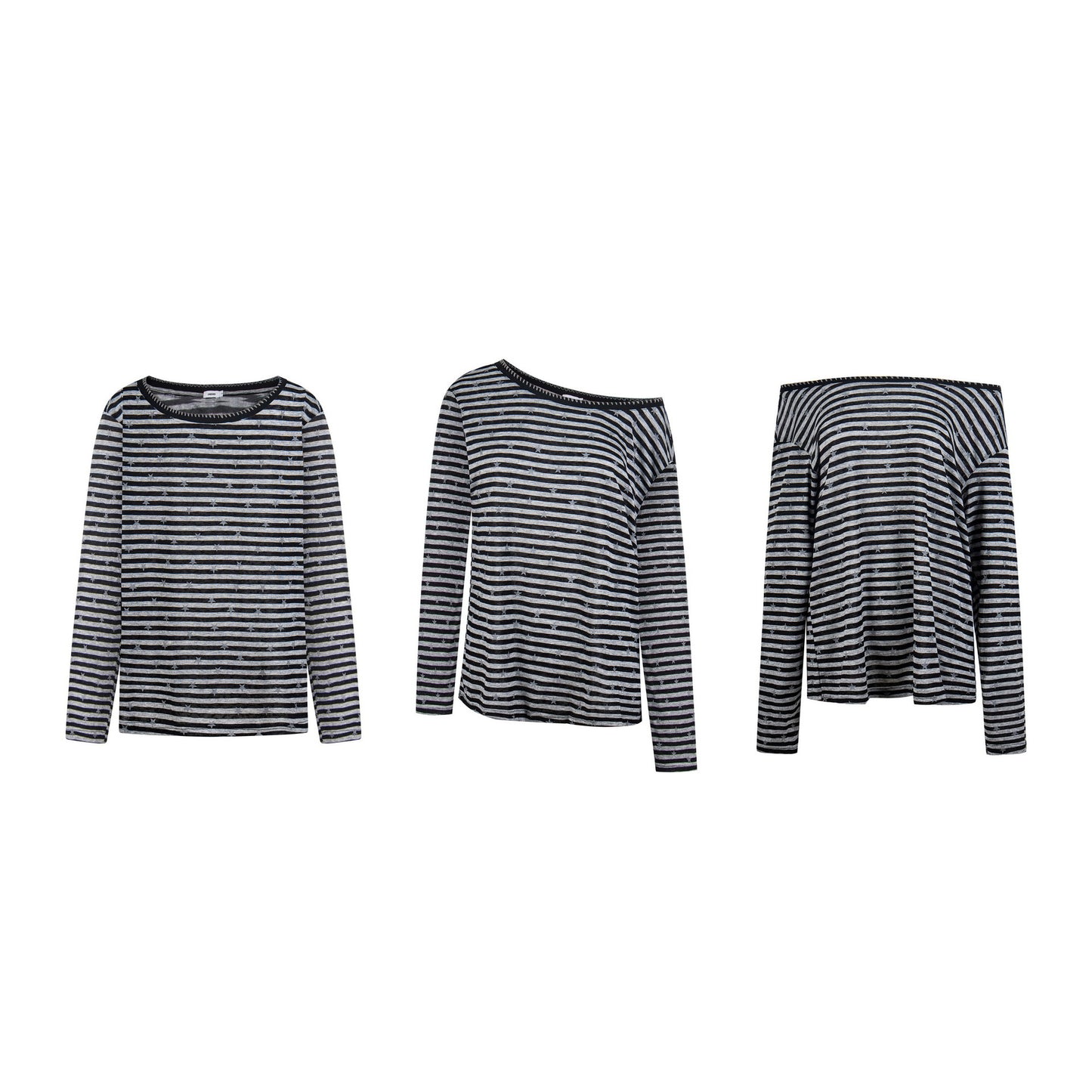 Color-Blocked Stripe Hoodie Loose Long Sleeve Top