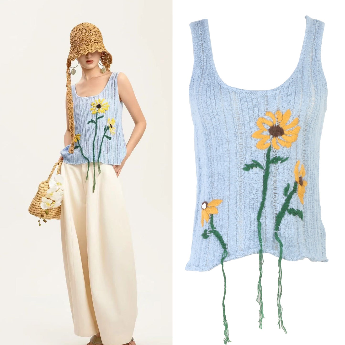 Sleeveless round neck top