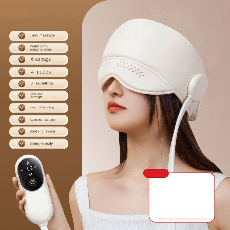 Head Massage Device with Charging Airbag, Sleep Aid, Home Use Massage Helmet, Heat Therapy for Head and Eyes, All-in-One Head Massager