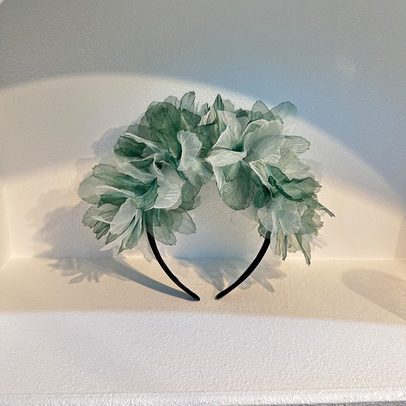 Handmade fabric oversized flower headband for women's snow gauze headband