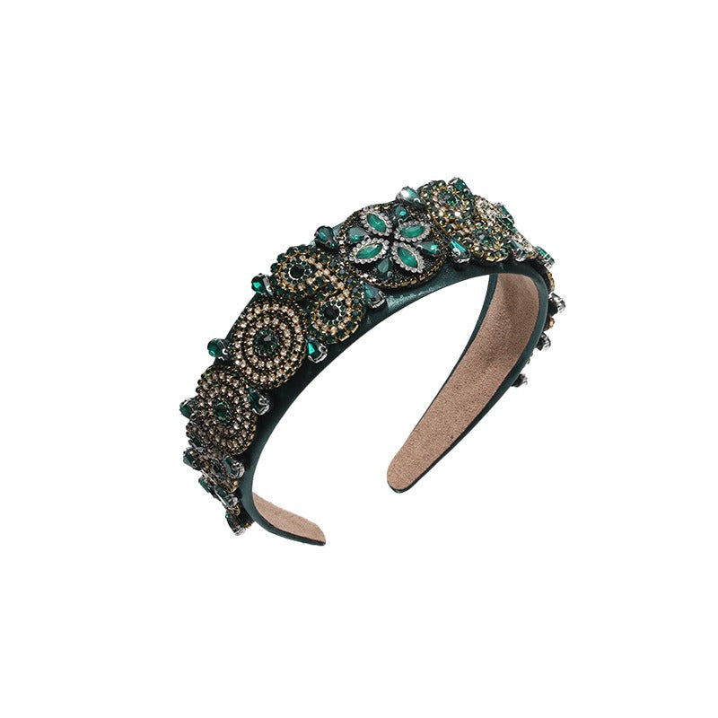 Fashionable Super Sparkling Colorful Water Diamond Wide Edge Heavy Industry Hair Accessories Headband