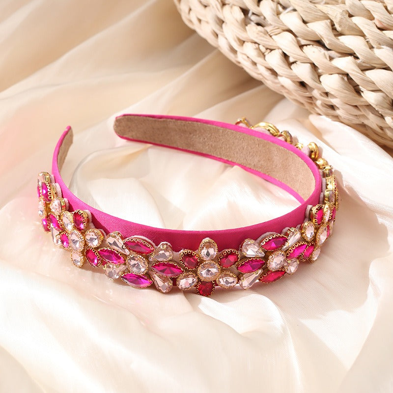 Heavy Industry Fashion Creative Hair Hoops Baroque Water Drill Bit Hoops Women's Wide Edge Hair Accessories