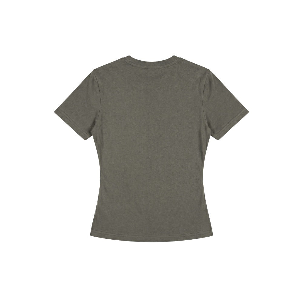 Short Crop Fitted Digital Mock Two-Piece Top Women Streetwear Short Sleeve T-Shirt