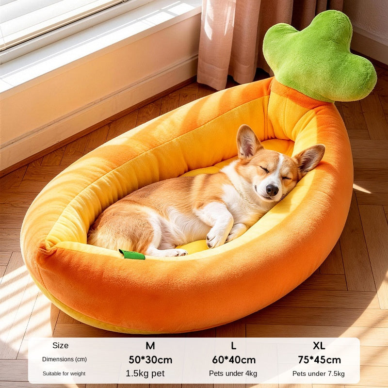 Carrot Cat Bed Winter Warm Plush Thickened All-Season Cat Kitten Nursing Bed Pet Small Dog Bed
