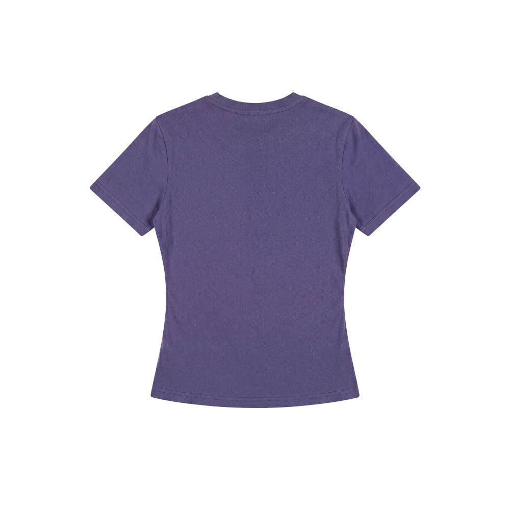 Short Crop Fitted Digital Mock Two-Piece Top Women Streetwear Short Sleeve T-Shirt