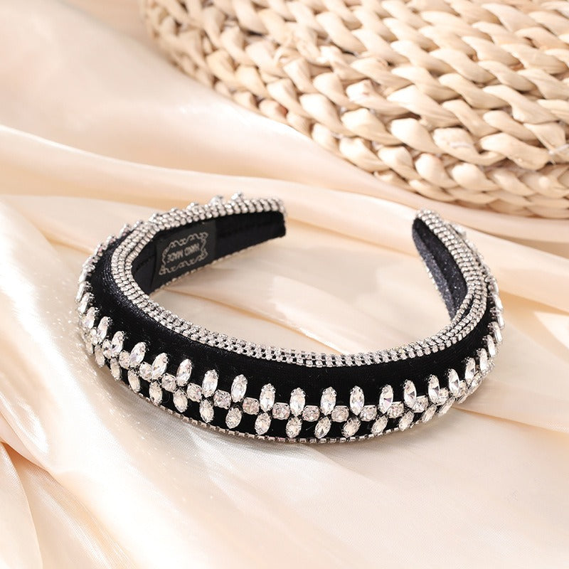 Fashionable rhinestone floral heavy industry Baroque wide brimmed sponge headband headband