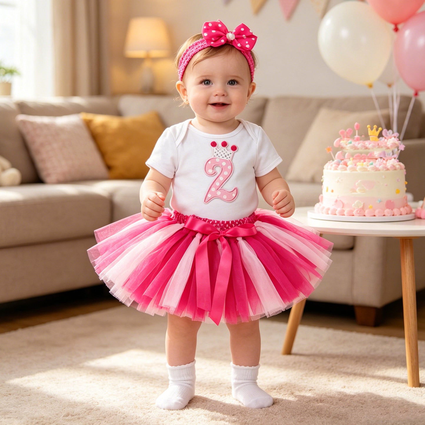 Baby Summer Outfit Set Short Sleeve Romper Handmade Skirt Hair Accessories 3-Piece Birthday Dress Summer