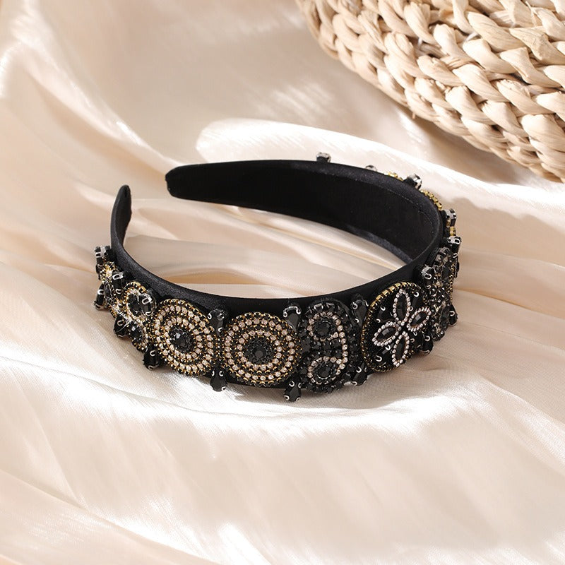 Fashionable Super Sparkling Colorful Water Diamond Wide Edge Heavy Industry Hair Accessories Headband