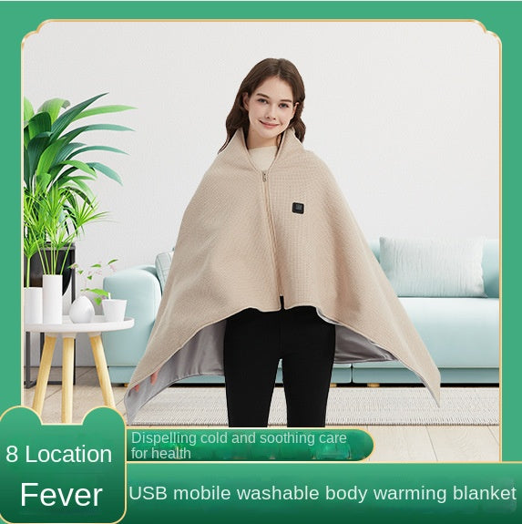 Portable heating blanket external heating shawl USB outdoor body cover blanket heating cloak