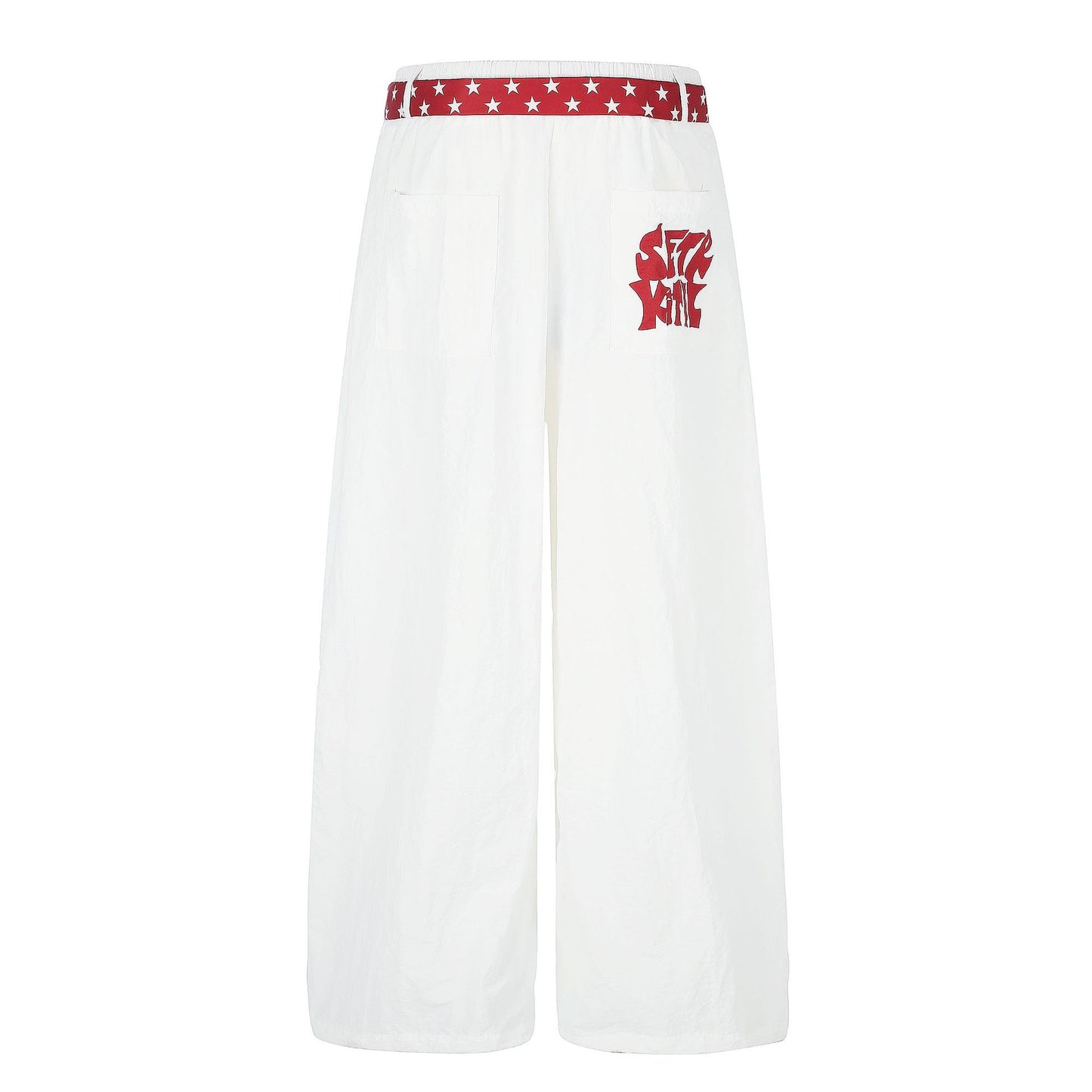 Belted Wide-Leg Pants for Women, Loose-Fit Drawstring Ankle-Cut Sporty Trousers