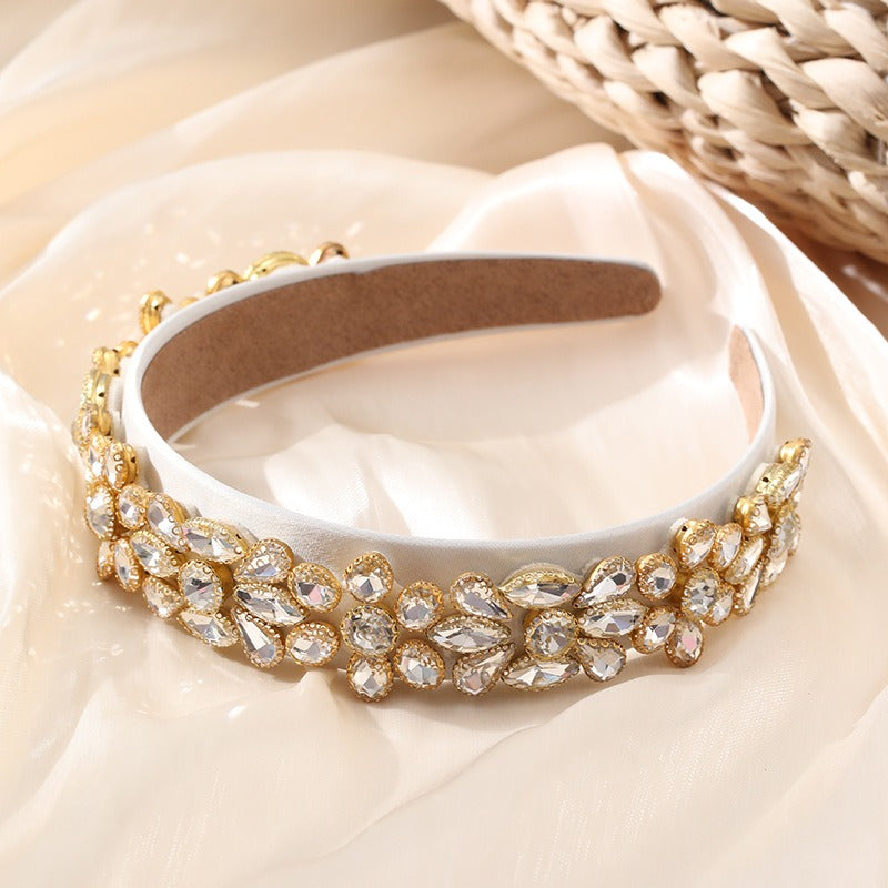 Heavy Industry Fashion Creative Hair Hoops Baroque Water Drill Bit Hoops Women's Wide Edge Hair Accessories