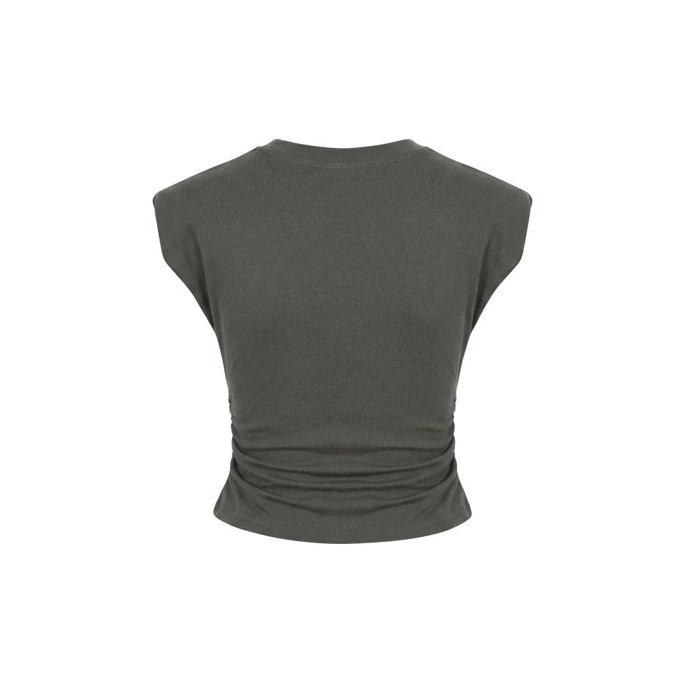 Letter Print T-Shirt  Crop Top Fitted Sleeveless Shirt