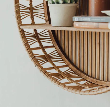 Weaving layer shelf storage rack background wall storage display shelf Bohemian style storage rack