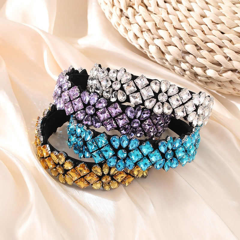 Baroque colored rhinestone headband with fashionable temperament and full diamond headwear