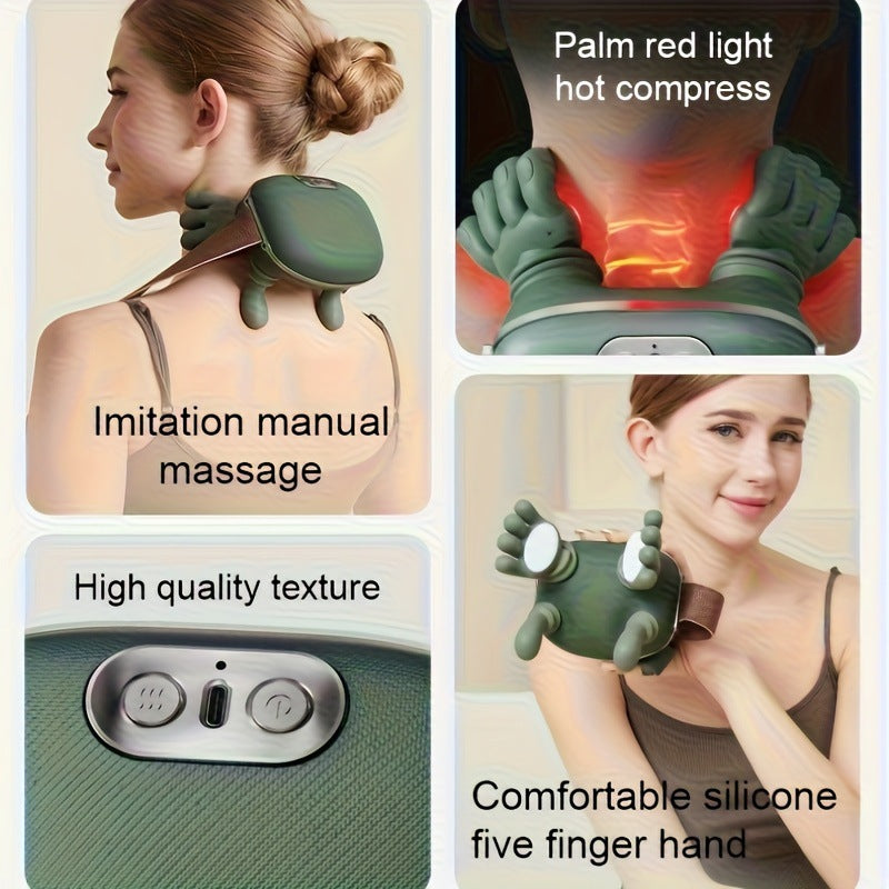 Simulated Human Master Neck and Shoulder Massager, Cervical Massage Device, Trapezius Muscle Neck Massager with Heat Therapy
