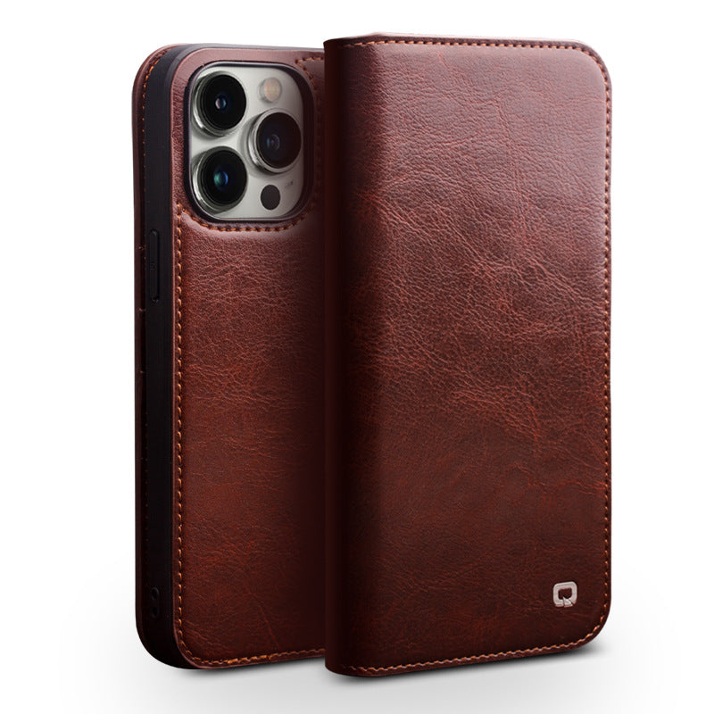 Suitable for iPhone 16 Promax phone case leather flip cover Apple 15 13 phone protective case card insertion