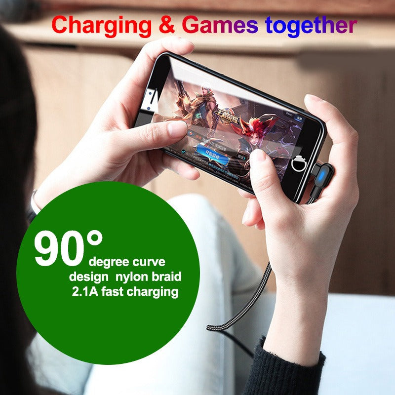 Double bend light mobile game data cable suitable for Android and Apple Type-C fast charging cable