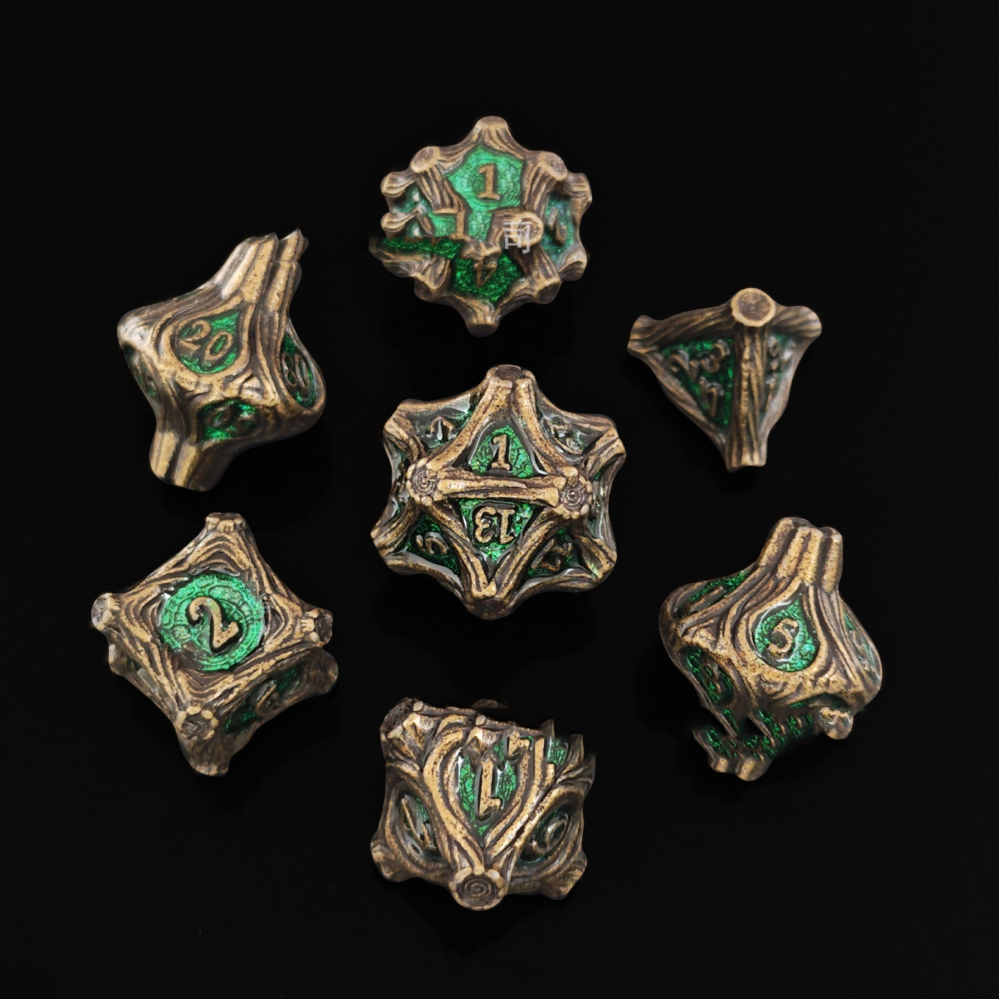 Geometric Mechanical Metal Solid Dice 7-Piece Set DND Dungeons &amp; Dragons Polyhedral Dice TRPG Board Game Accessories