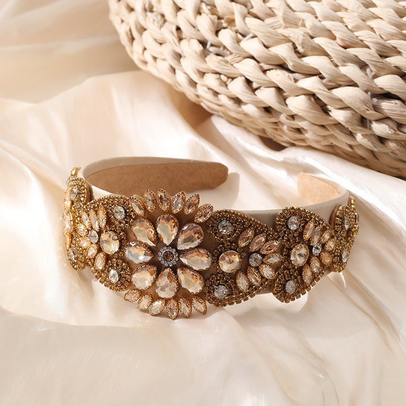 Fashionable Baroque inlaid color diamond water diamond three-dimensional hair hoop