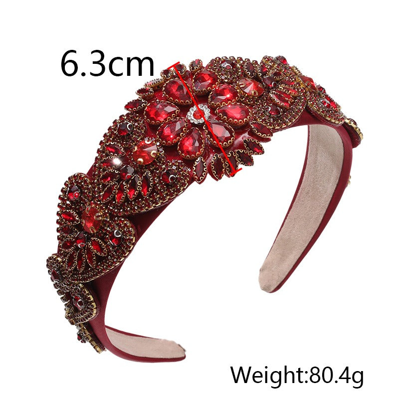 Fashionable Baroque inlaid color diamond water diamond three-dimensional hair hoop